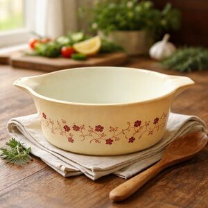 Pyrex Trailing Flowers 475-B 2.5 Quart Glass Baking Dish No Lid.